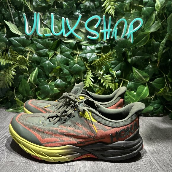 Hoka One One Mens Speedgoat 5 1123159 TFST Green Running Shoe Sneaker Sz 12.5 EE main image 7
